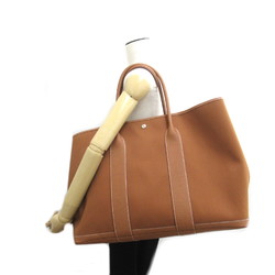 HERMES Garden Party GM Gold Tote Bag Brown Gold Toile officier leather Fa Brique Negonda leather