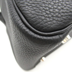 HERMES Lindy 26 Black Noir Taurillon Clemence Calfskin (cowhide)