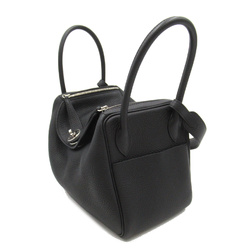 HERMES Lindy 26 Black Noir Taurillon Clemence Calfskin (cowhide)