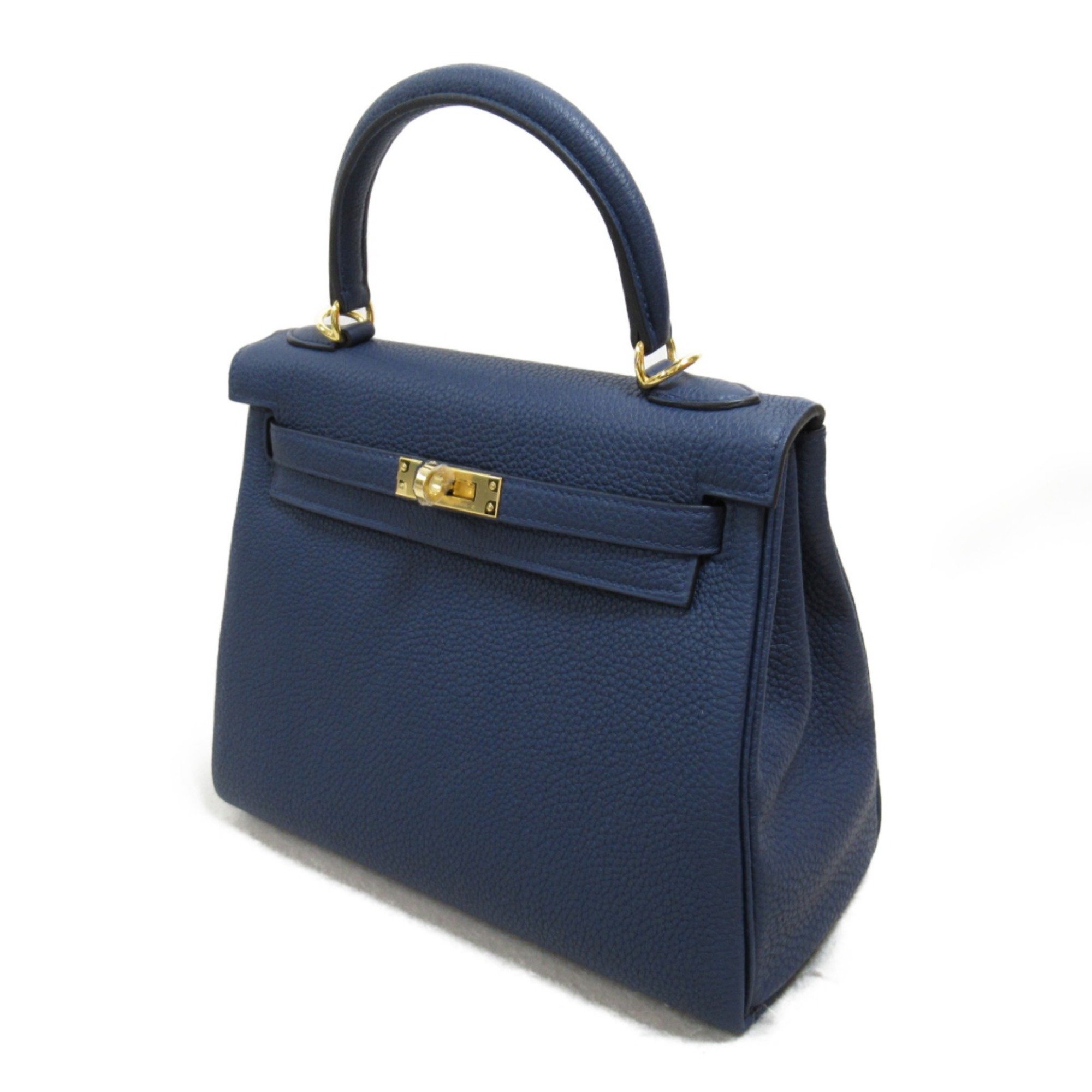 HERMES Kelly 25 Blue Navy Handbag Inner Stitching Navy Blue navy Togo leather leather