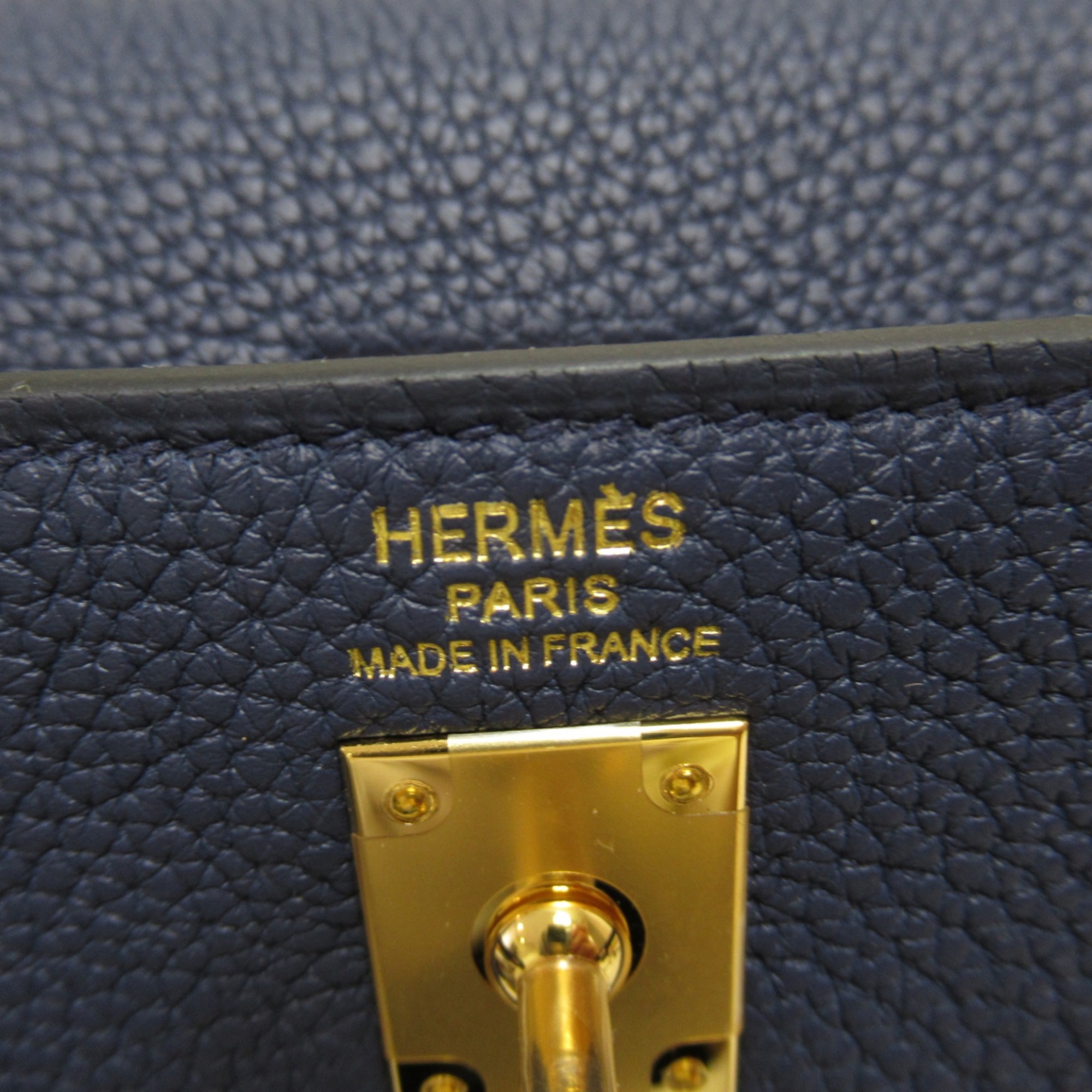 HERMES Kelly 25 Blue Navy Handbag Inner Stitching Navy Blue navy Togo leather leather