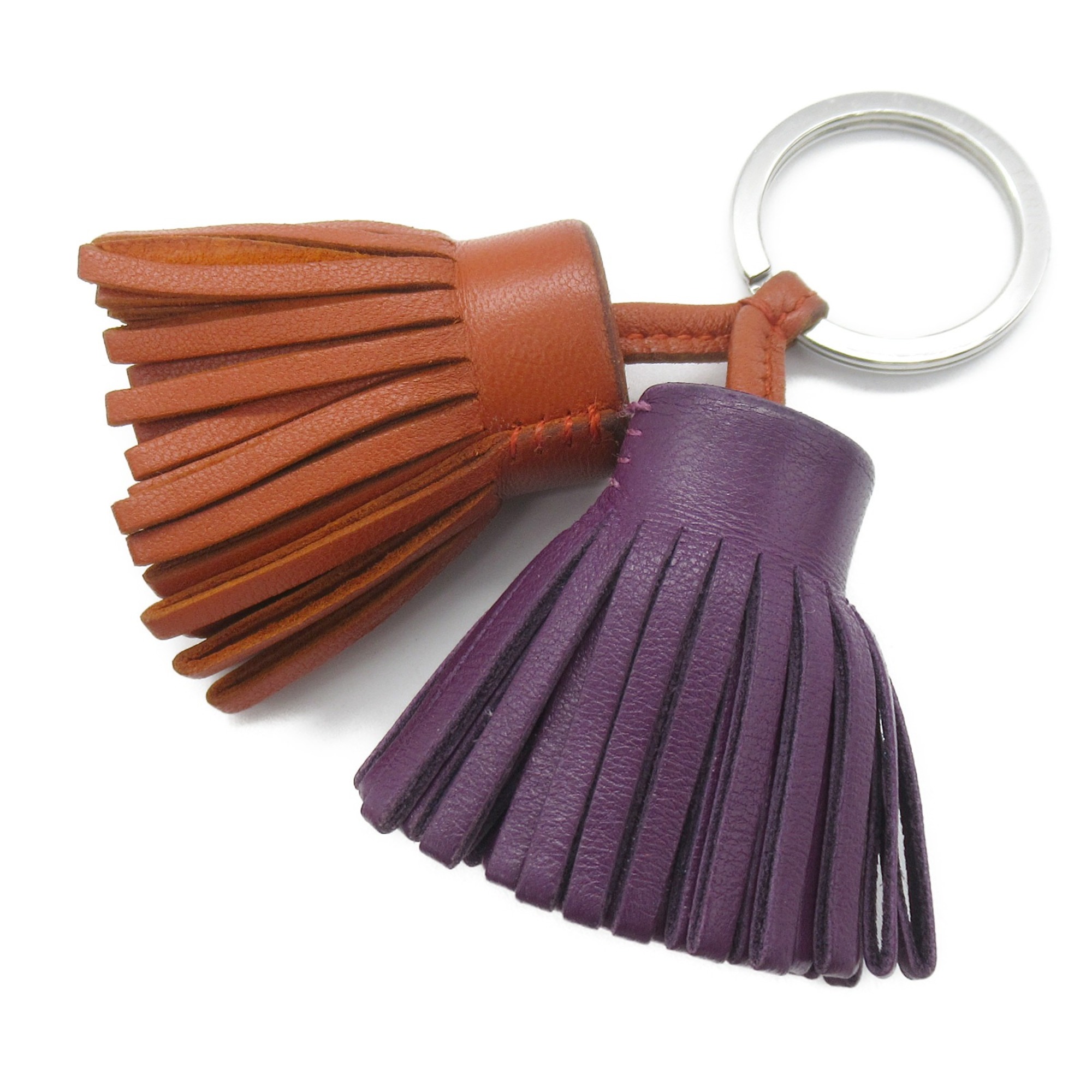 HERMES Carmen Unodos Keychain Brown Purple Agneau milo leather