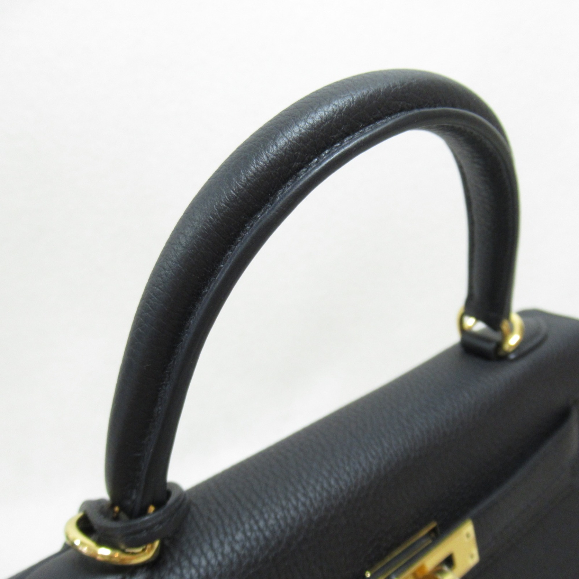 HERMES Kelly 25 Black Handbag Inner Stitching Black Noir Togo leather leather