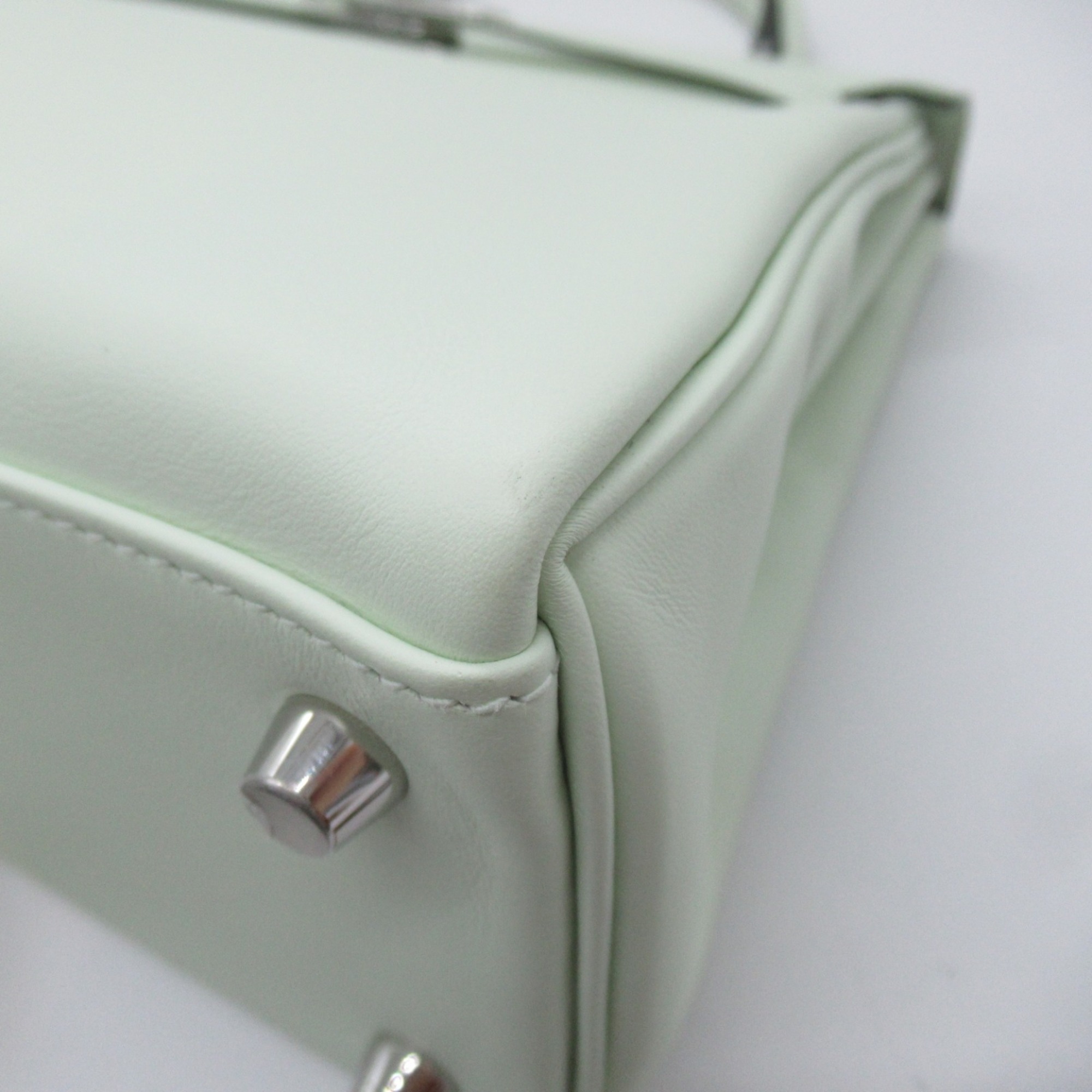 HERMES Kelly 25 Handbag Inseam Green Pastel Green Vaux Swift leather leather