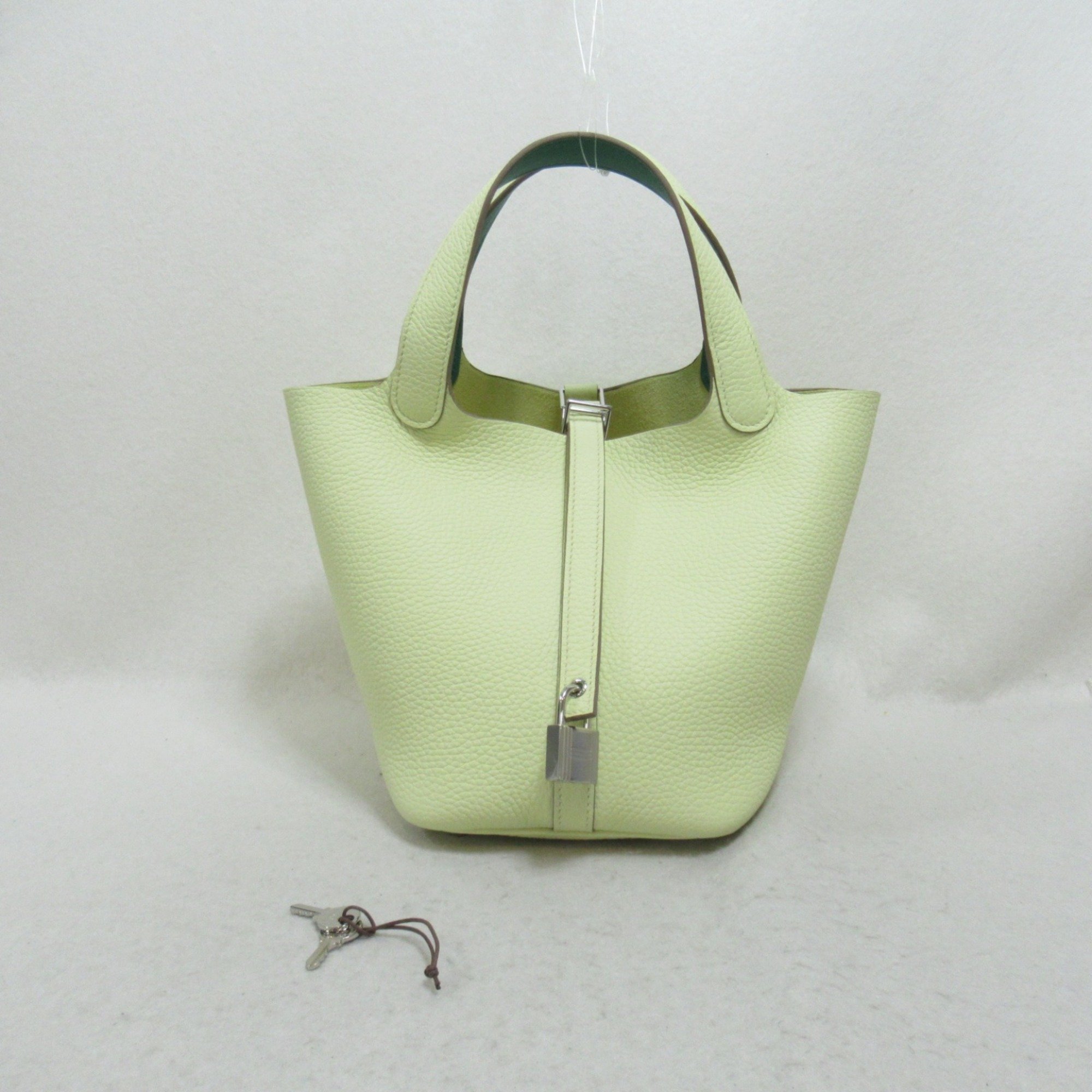 HERMES Picotin Lock PM Handbag Green Jaune Milton/Vert Taurillon Clemence leather Swift leather