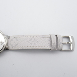 LOUIS VUITTON Tambour slim diamond bezel Wrist Watch QA109 Quartz White White shell Stainless Steel Leather belt QA109