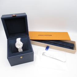 LOUIS VUITTON Tambour slim diamond bezel Wrist Watch QA109 Quartz White White shell Stainless Steel Leather belt QA109