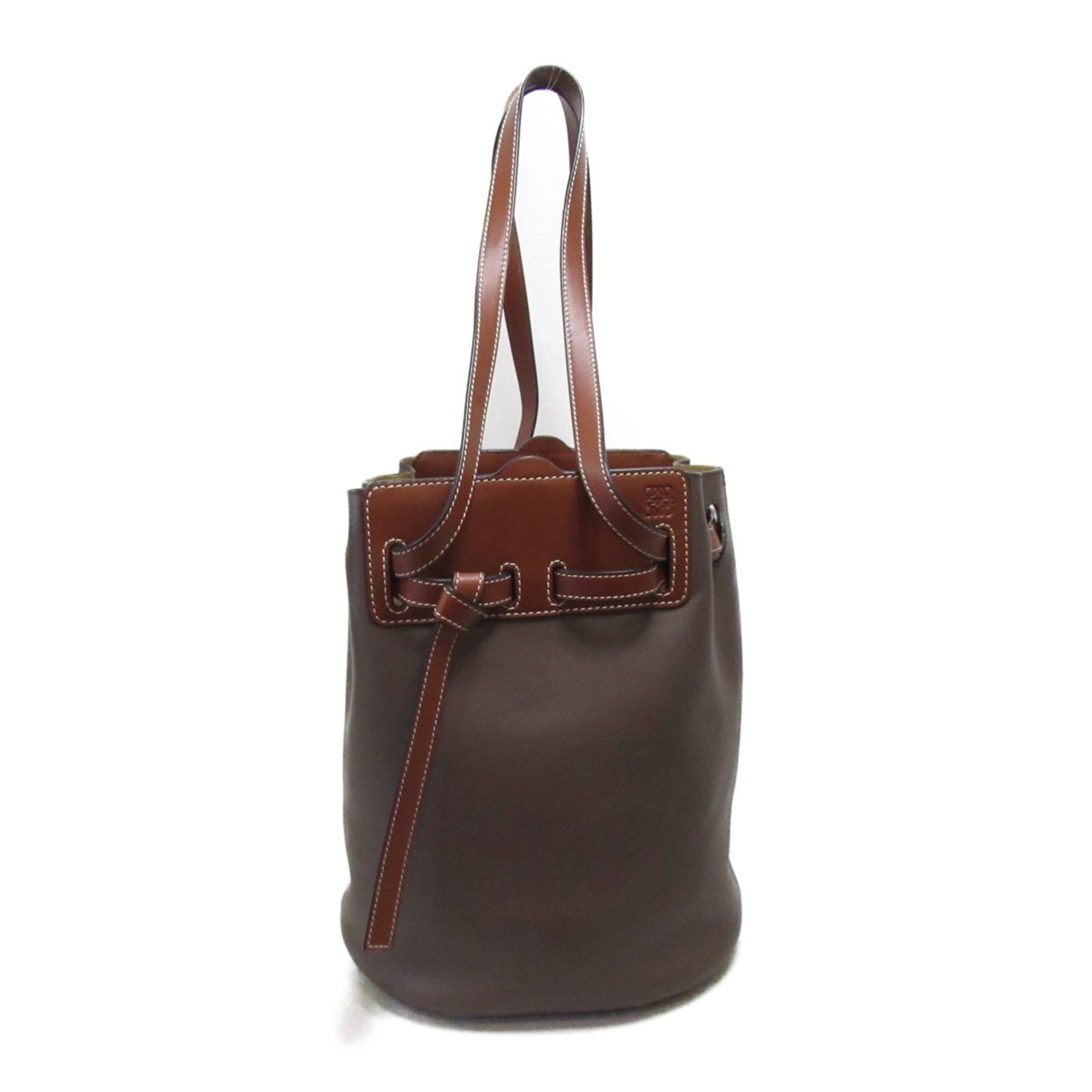 LOEWE Lazobucket Shoulder Bag Brown leather