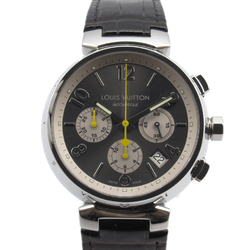 LOUIS VUITTON Tambour Chrono Wrist Watch Q1120 Mechanical Automatic Gray Stainless Steel leather Q1120