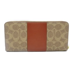 COACH Round long wallet Brown Tan rust/khaki PVC coated canvas 73739B4NQ4