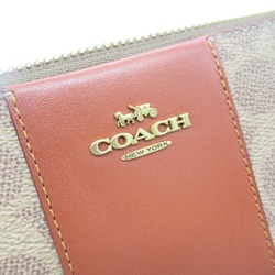 COACH Round long wallet Brown Tan rust/khaki PVC coated canvas 73739B4NQ4