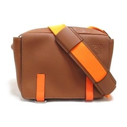 LOEWE Military Messenger Bag XS Shoulder Bag Brown Orange Calfskin (cowhide) Smooth Scalf