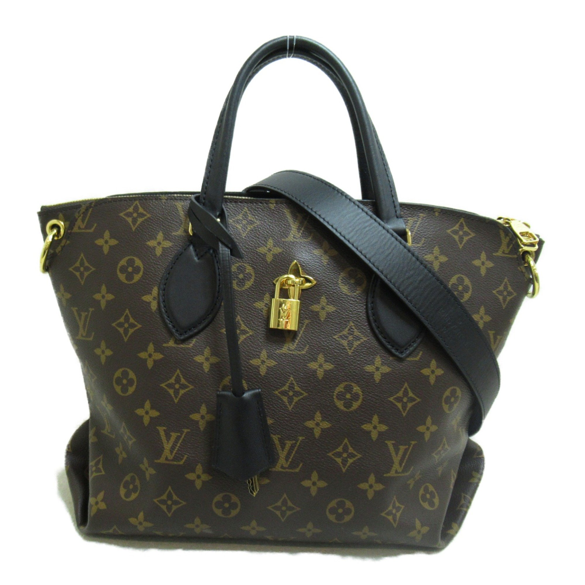 LOUIS VUITTON Flower zip tote MM Brown Black Monogram PVC coated canvas M44347