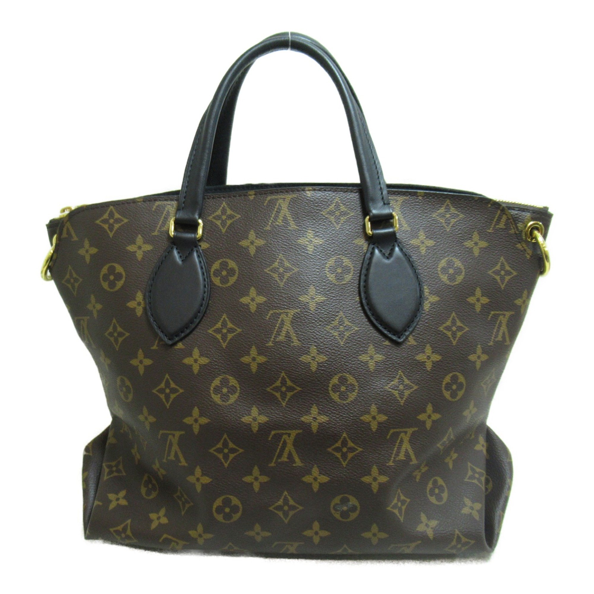 LOUIS VUITTON Flower zip tote MM Brown Black Monogram PVC coated canvas M44347