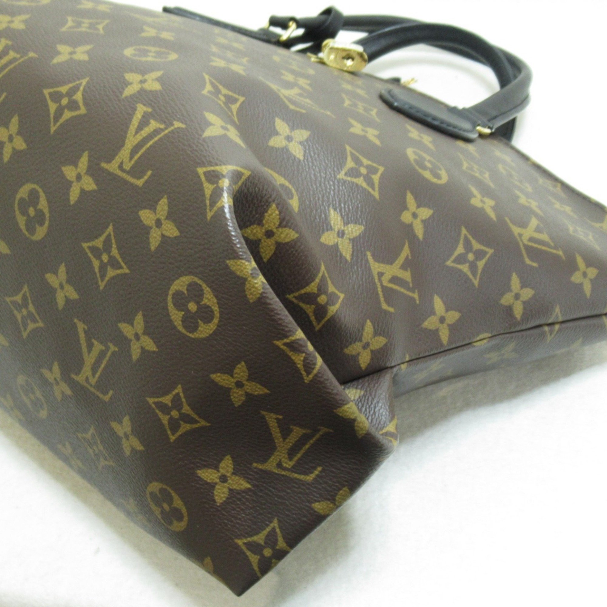 LOUIS VUITTON Flower zip tote MM Brown Black Monogram PVC coated canvas M44347