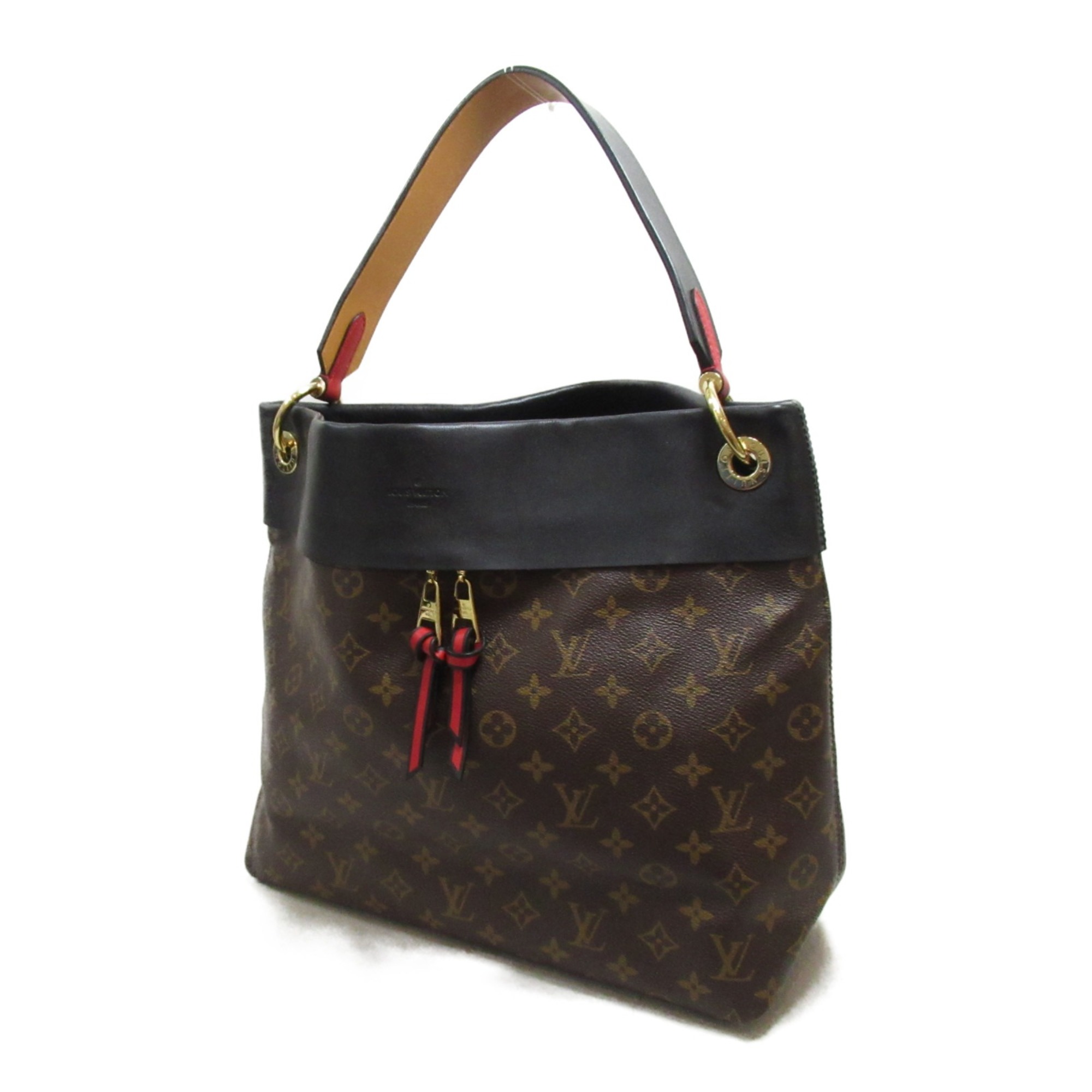 LOUIS VUITTON Tuileries Hobo Shoulder Bag Brown Monogram Calfskin (cowhide) PVC coated canvas M43154