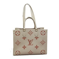 LOUIS VUITTON On the Go MM Shoulder Bag with Bandeau Beige rose trianone claim Monogram empreinte leather M21575