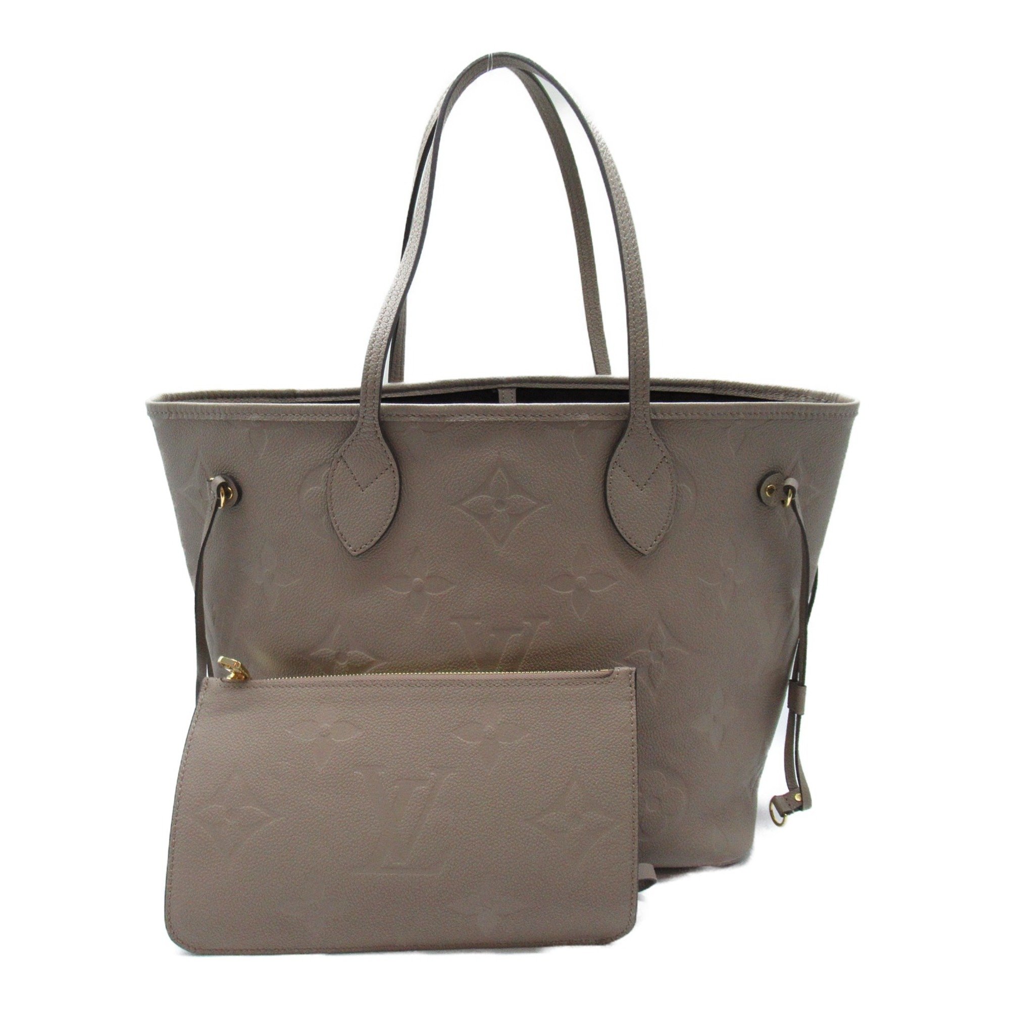 LOUIS VUITTON Neverfull MM Beige Tour rail Monogram empreinte Calfskin (cowhide) M45686