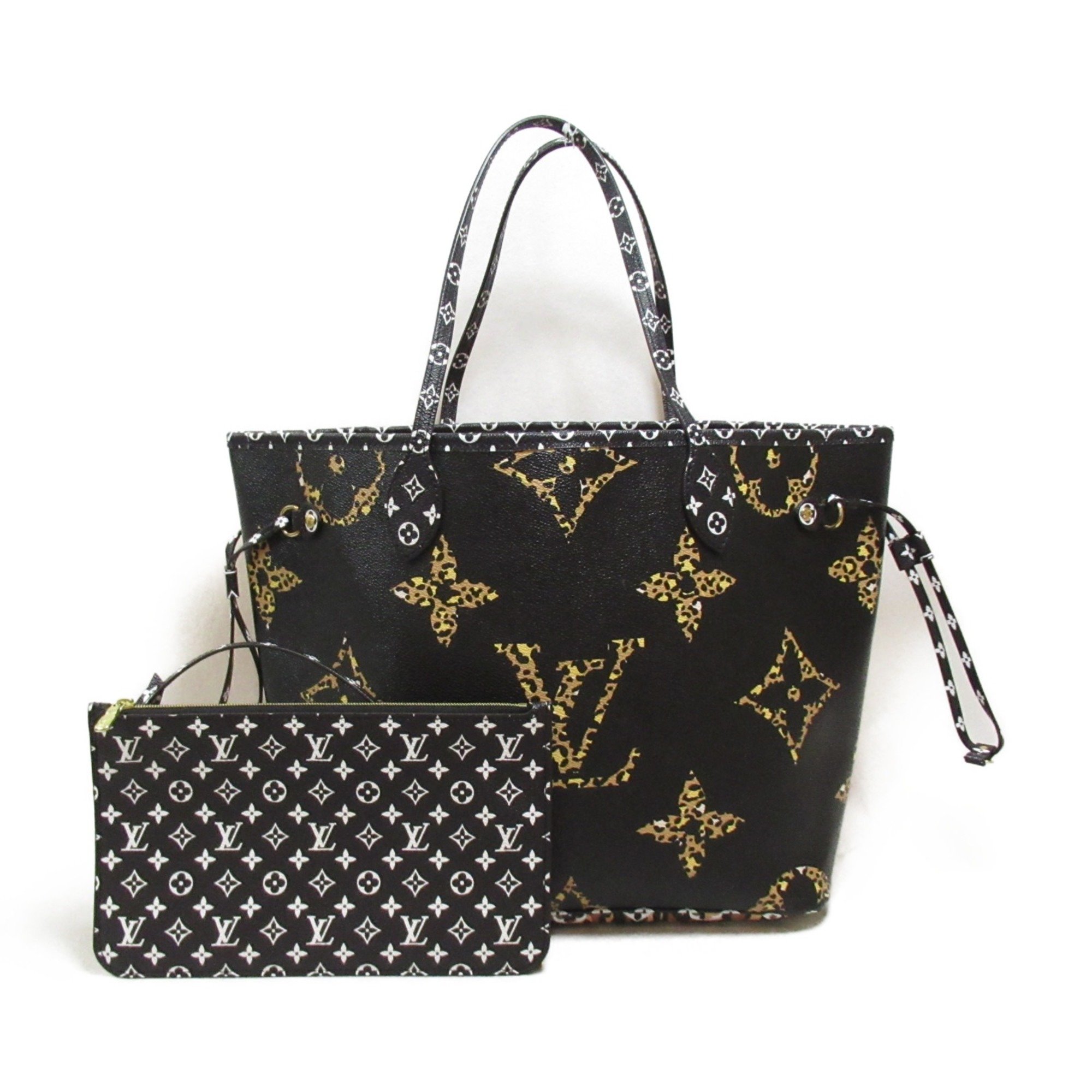 LOUIS VUITTON Neverfull MM Tote Bag Black Brown Monogram /Jungle PVC coated canvas M44676