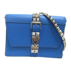 PRADA Studs Shoulder Bag Blue Safiano leather Studs 1BD120