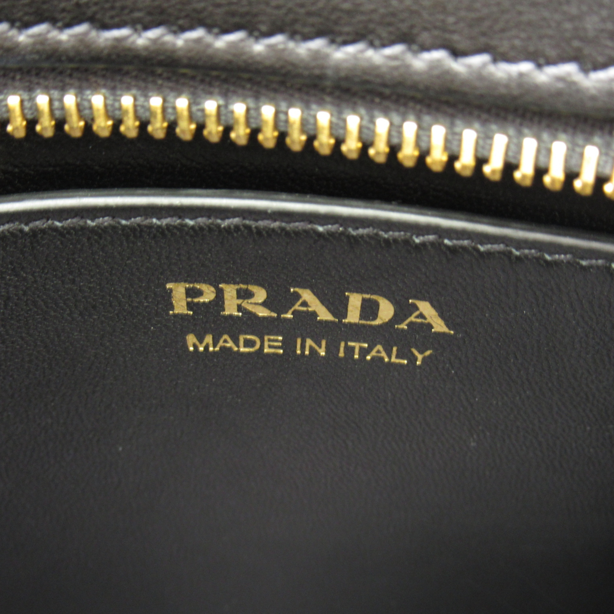 PRADA Shoulder Bag Gray Black Safiano leather 1BH043