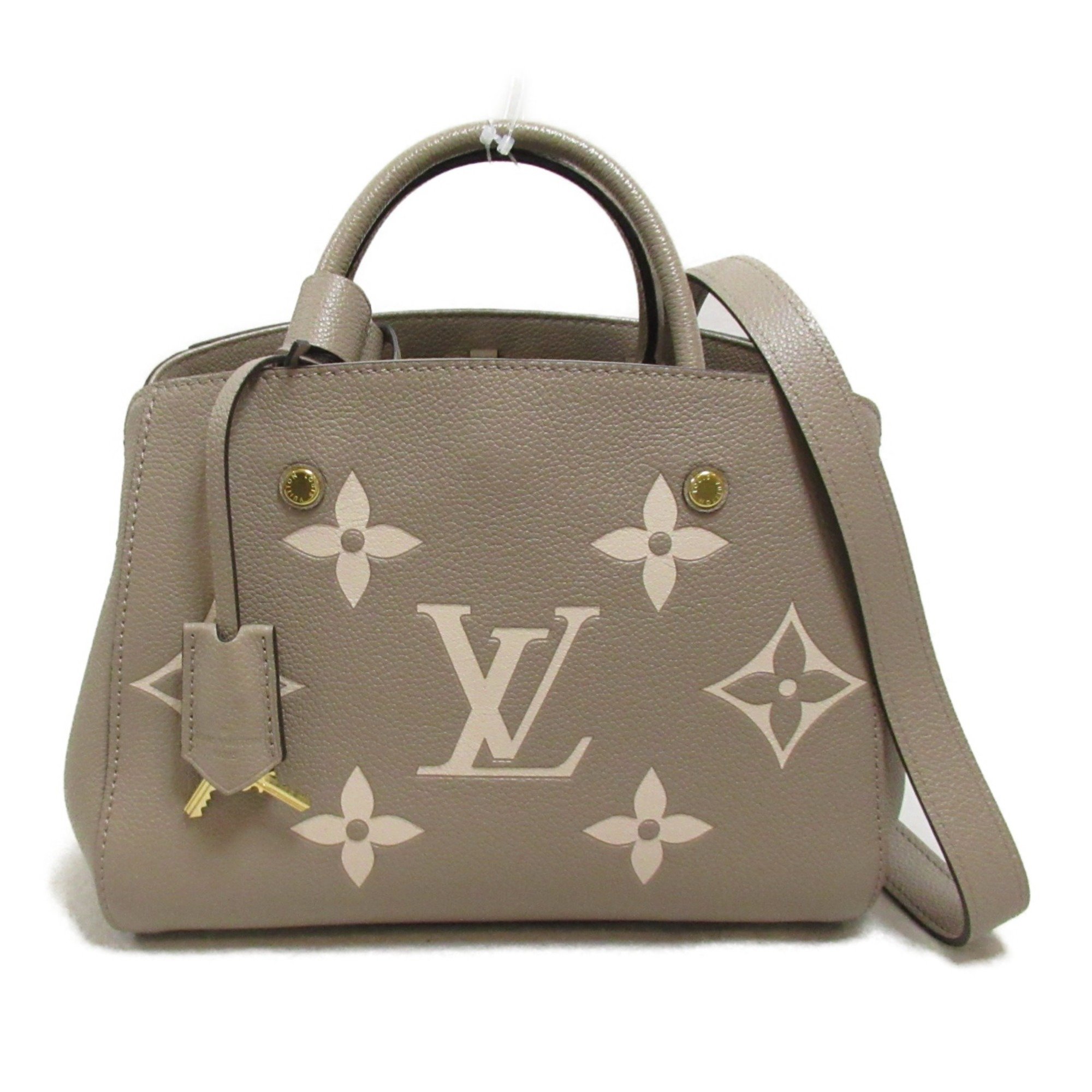 LOUIS VUITTON Montaigne BB Tote Bag Gray Turtle claim Monogram empreinte leather M45489