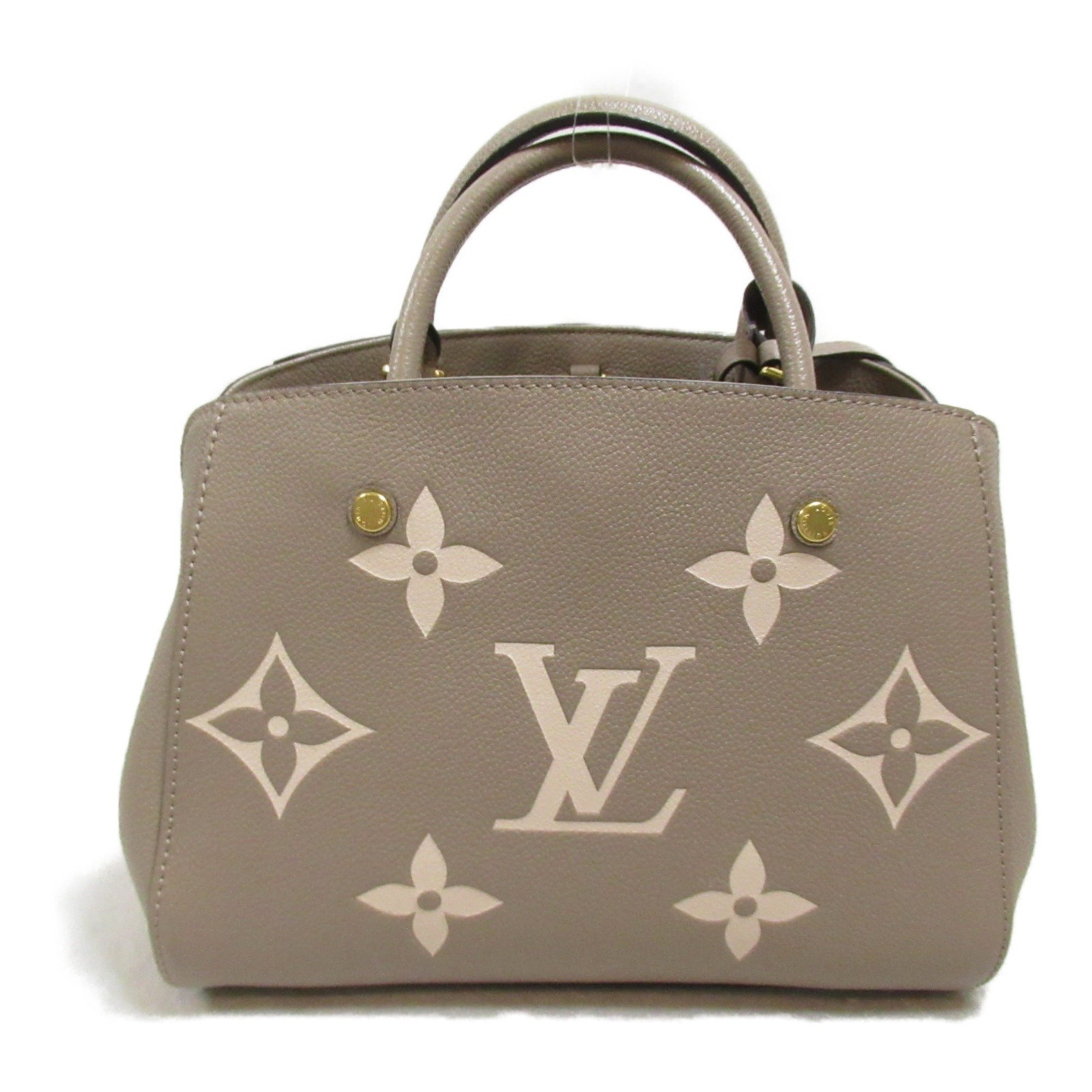 LOUIS VUITTON Montaigne BB Tote Bag Gray Turtle claim Monogram empreinte leather M45489