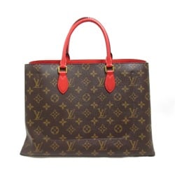 LOUIS VUITTON Flower tote Tote Bag Brown Red Coquelicot Monogram empreinte PVC coated canvas M43553