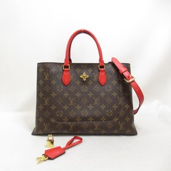 LOUIS VUITTON Flower tote Tote Bag Brown Red Coquelicot Monogram empreinte PVC coated canvas M43553