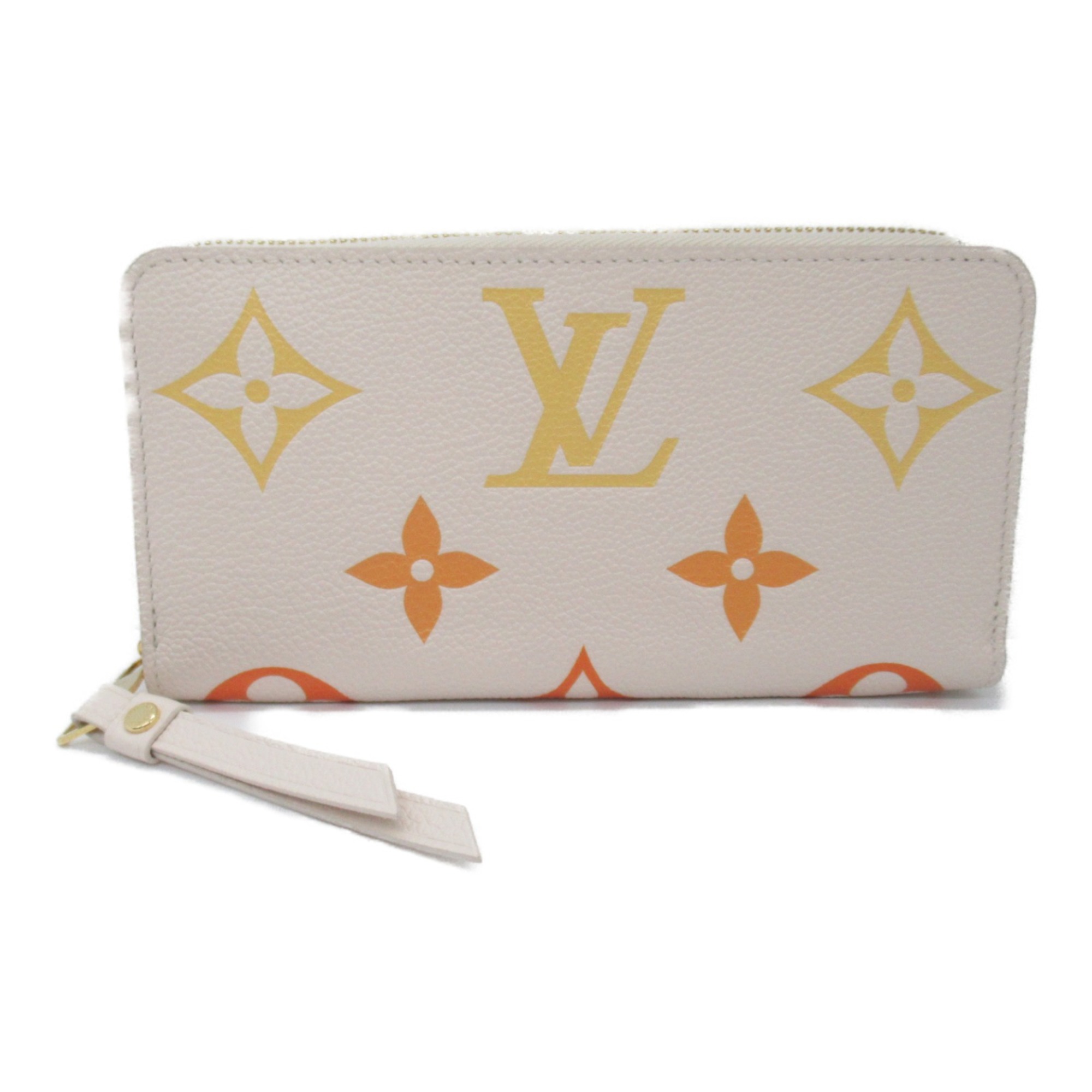 LOUIS VUITTON Zippy Wallet Round Long Wallet White Saffron Monogram empreinte leather M82206