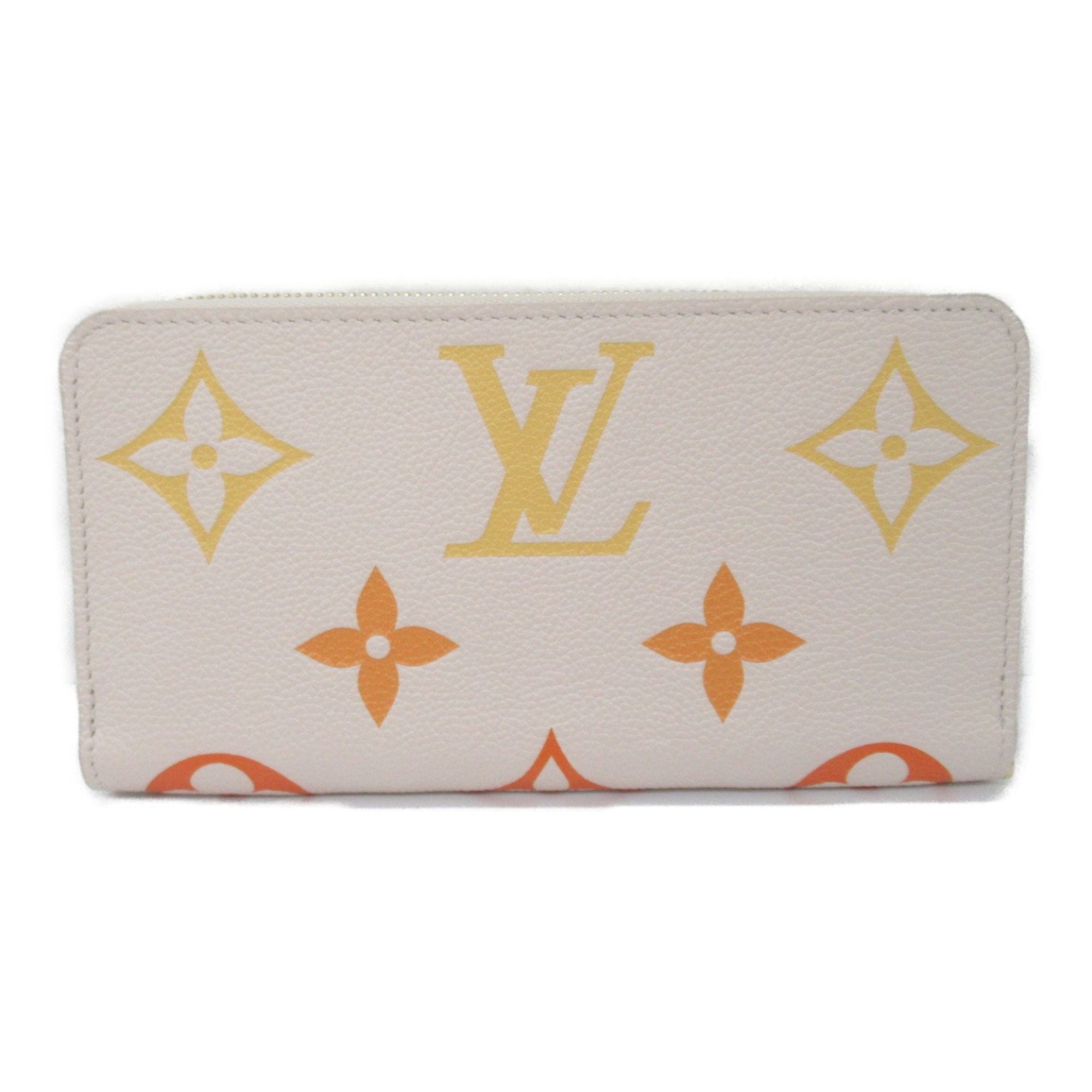 LOUIS VUITTON Zippy Wallet Round Long Wallet White Saffron Monogram empreinte leather M82206