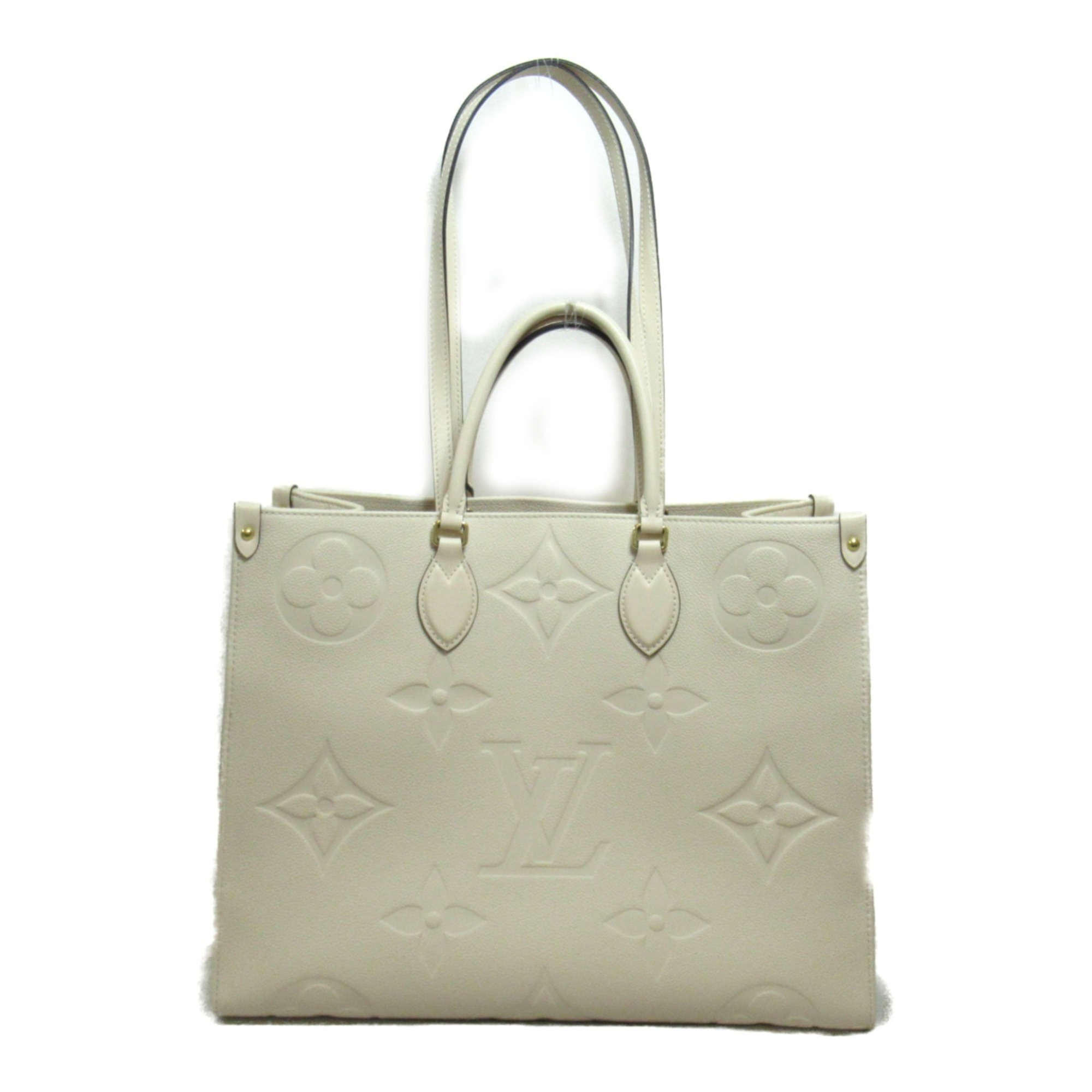 LOUIS VUITTON On the Go GM 2way Tote Bag Beige claim Monogram empreinte leather M45081