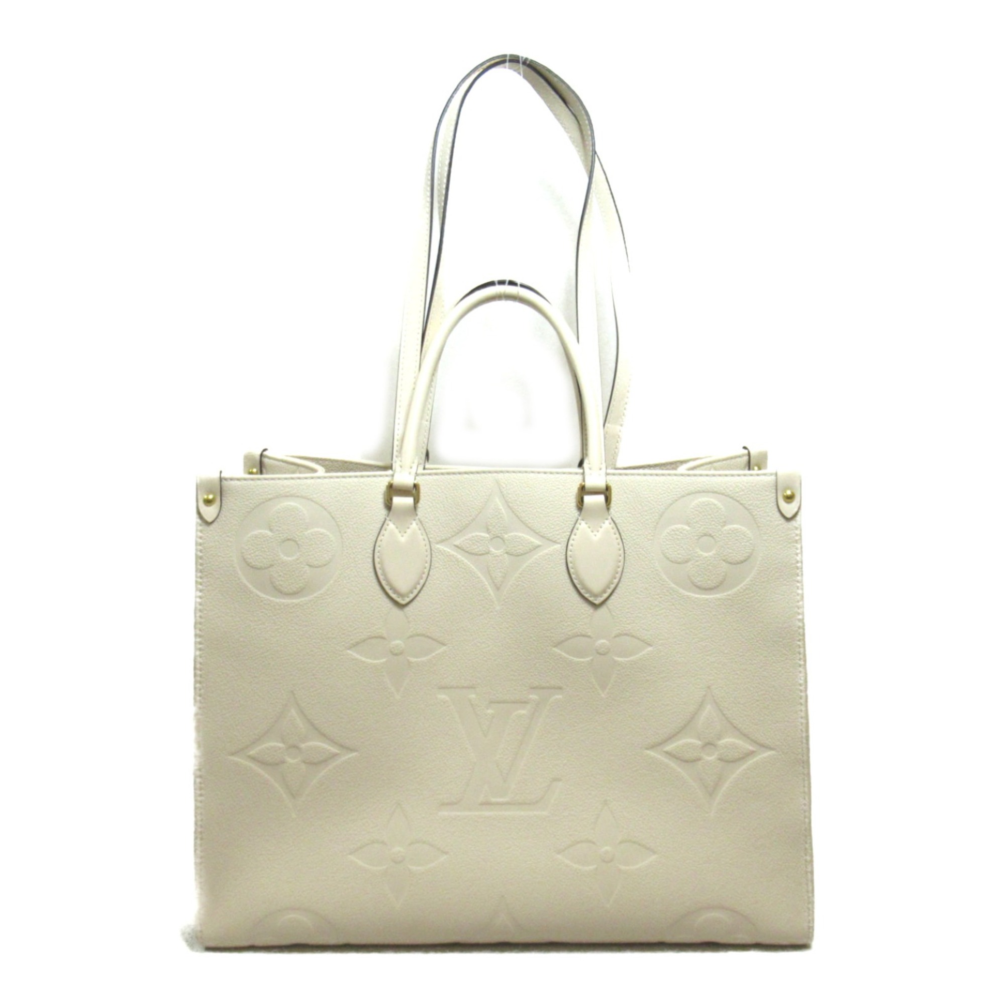 LOUIS VUITTON On the Go GM 2way Tote Bag Beige claim Monogram empreinte leather M45081