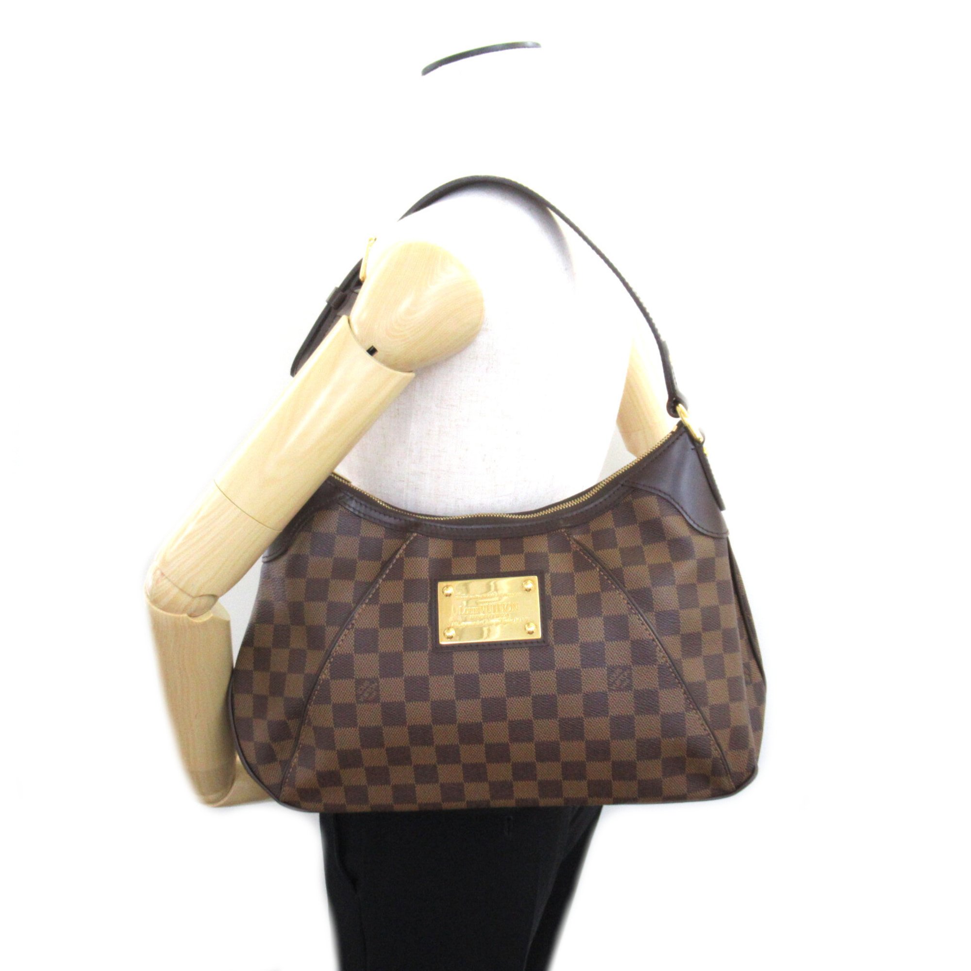 LOUIS VUITTON Thames GM Shoulder Bag Brown Ebene Damier PVC coated canvas N48181