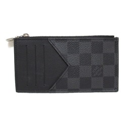 LOUIS VUITTON coin card holder coin purse Black Damier graphite PVC coated canvas N64038