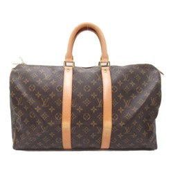 LOUIS VUITTON Keepall 45 Boston Bag Brown Monogram PVC coated canvas M41428