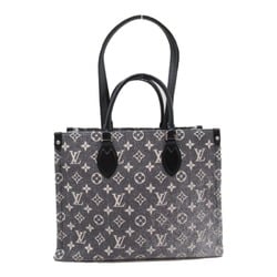 LOUIS VUITTON On the Go MM Gray Monogram /Jacquard denim M46448