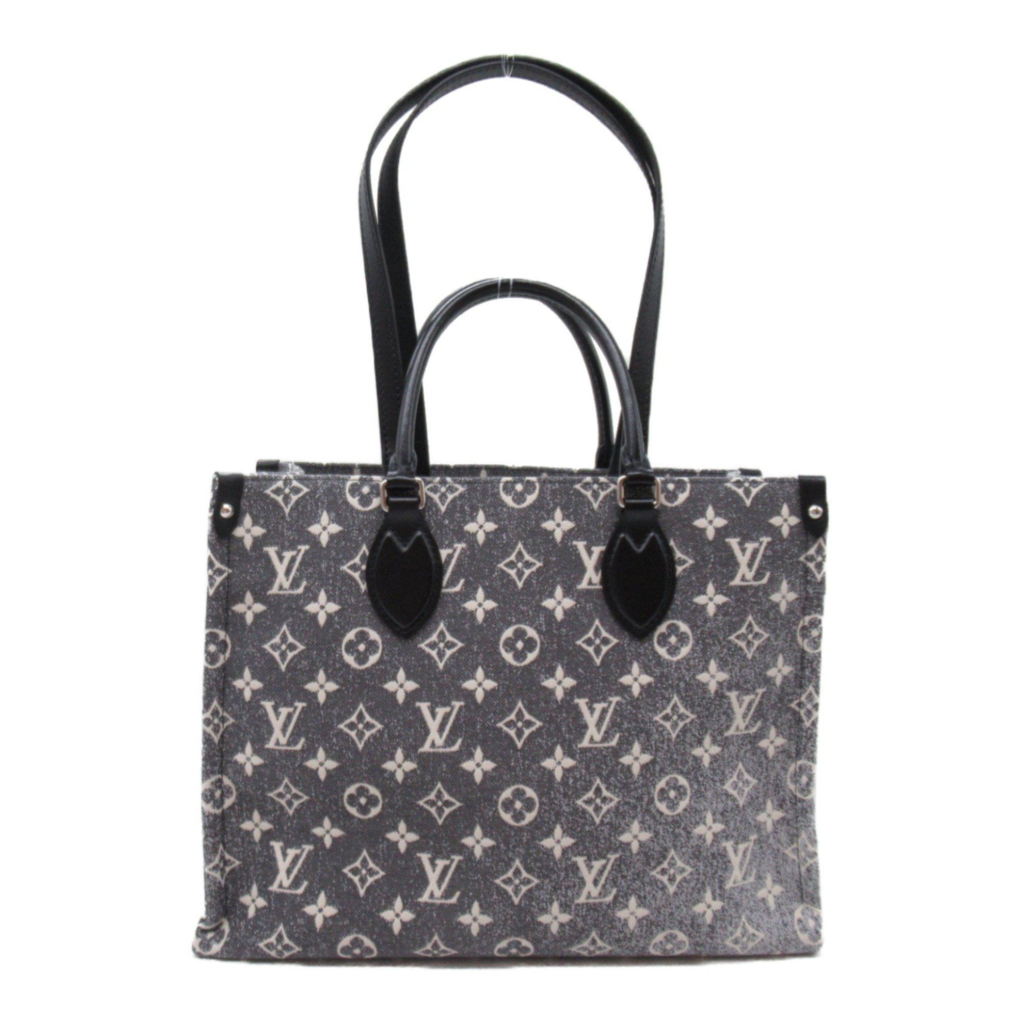 LOUIS VUITTON On the Go MM Gray Monogram /Jacquard denim M46448