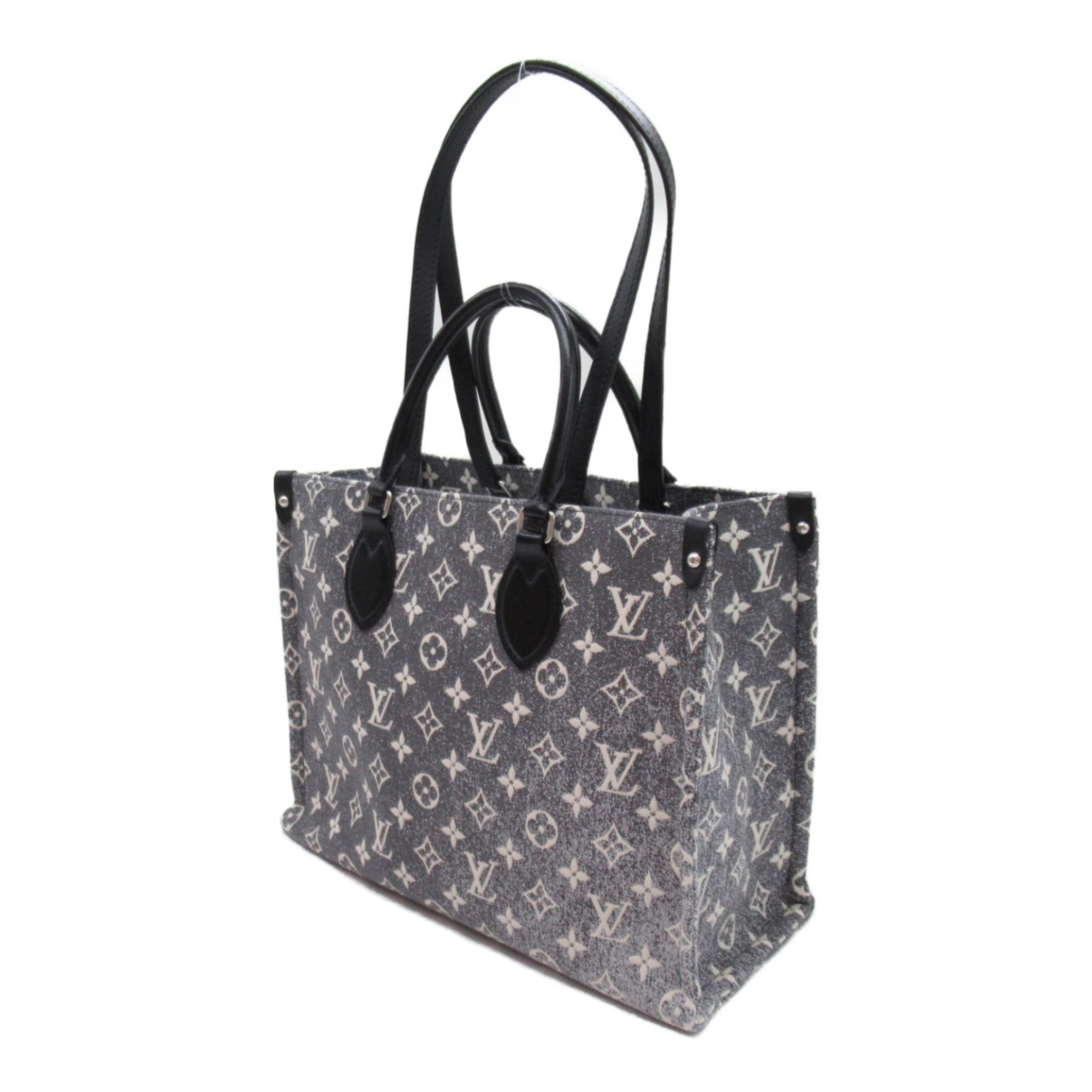 LOUIS VUITTON On the Go MM Gray Monogram /Jacquard denim M46448