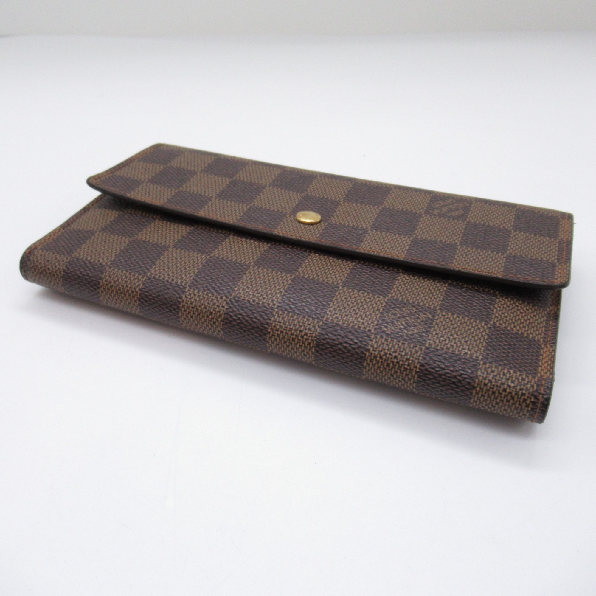 LOUIS VUITTON Portefeiulle International Tri-fold Long Wallet Brown Ebene Damier PVC coated canvas N61217