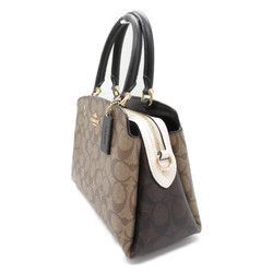 COACH 2way hand bag Beige Black canvas Signature Coated Canvas C1786