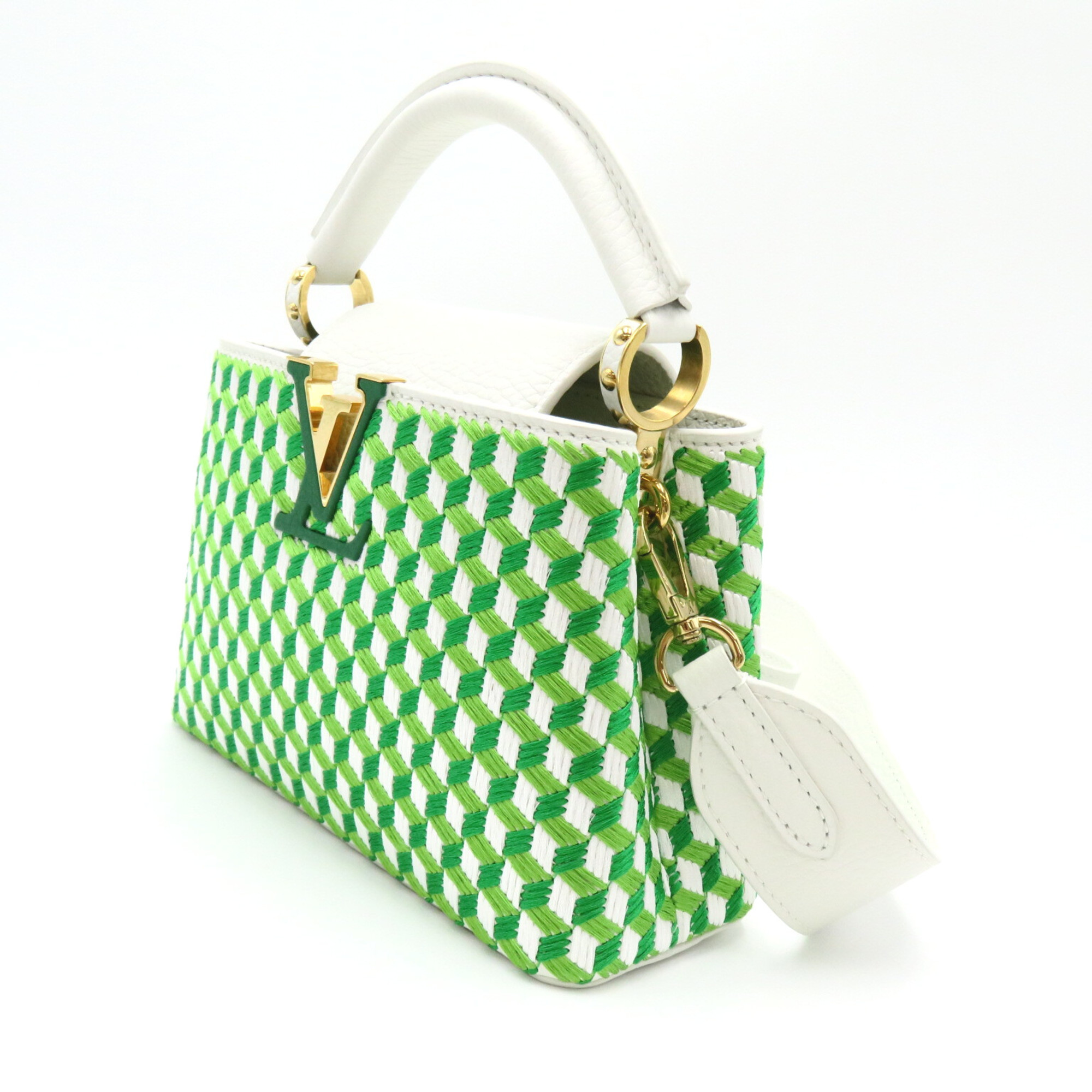 LOUIS VUITTON CapucineMINI 2wayShoulder Bag White Green Blanc/Vert Taurillon Clemence Leather leather M59879