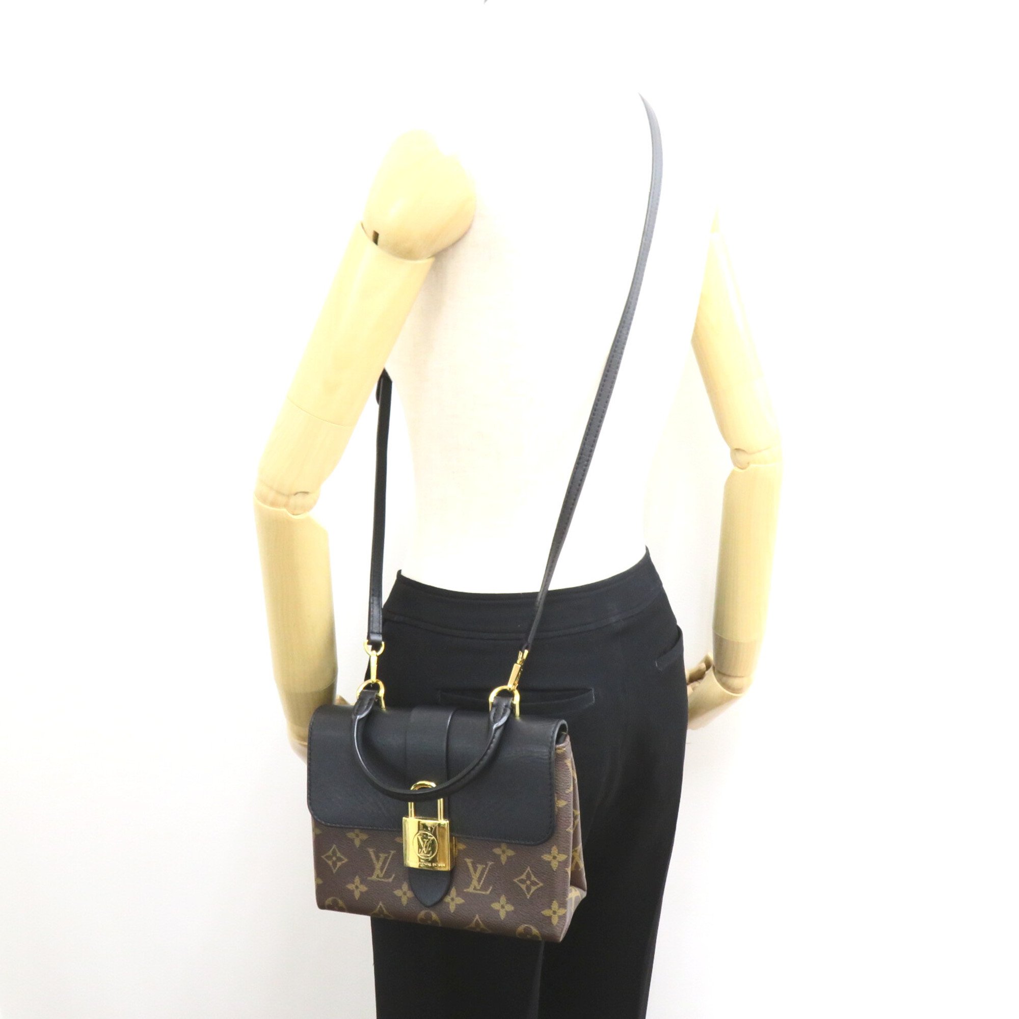 LOUIS VUITTON Rocky BB 2way Shoulder Bag Brown Black Monogram PVC coated canvas leather M44141