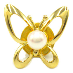 MIKIMOTO Butterfly Pearl Brooch White K18 (Yellow Gold) Pearl