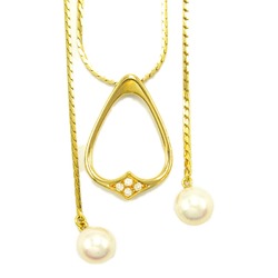 MIKIMOTO pearl diamond Necklace Clear White K18 (Yellow Gold) Pearl Clear White