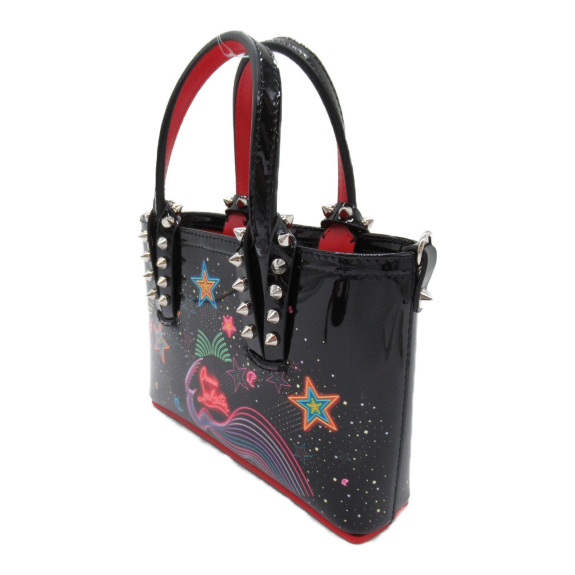 Christian Louboutin Bata Nano Starlight 2way Shoulder Bag Black Mulch color Patent leather 1235012M024