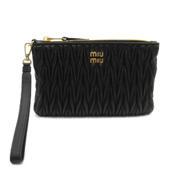 Miu Miu Accessory pouch (with handle) Black Lambskin (sheep leather) 5NH0142FPPF0002
