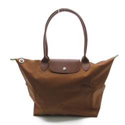 Longchamp Le Pliage Green L Shoulder Bag Brown Cognac recycled polyamide canvas L1899919504