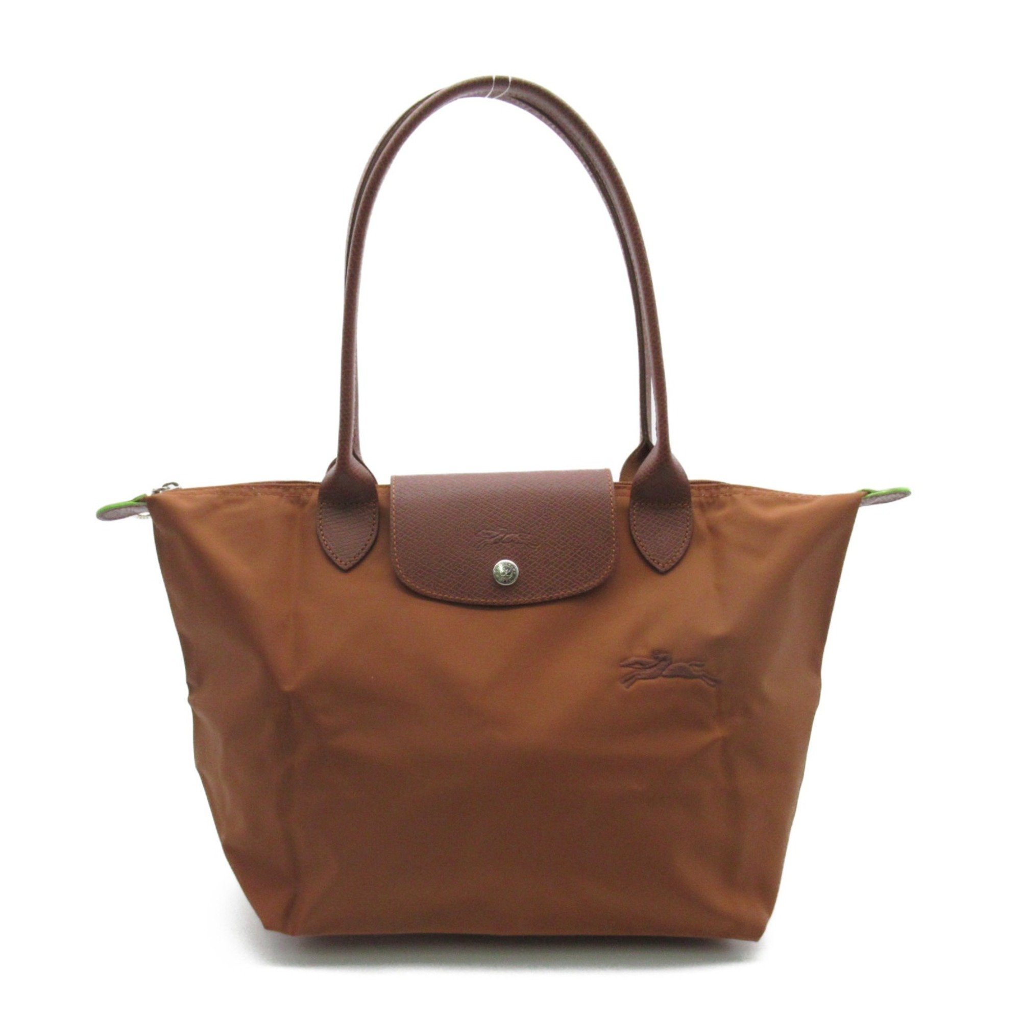 Longchamp Le Pliage Green M Shoulder Bag Brown Cognac recycled polyamide canvas L2605919504