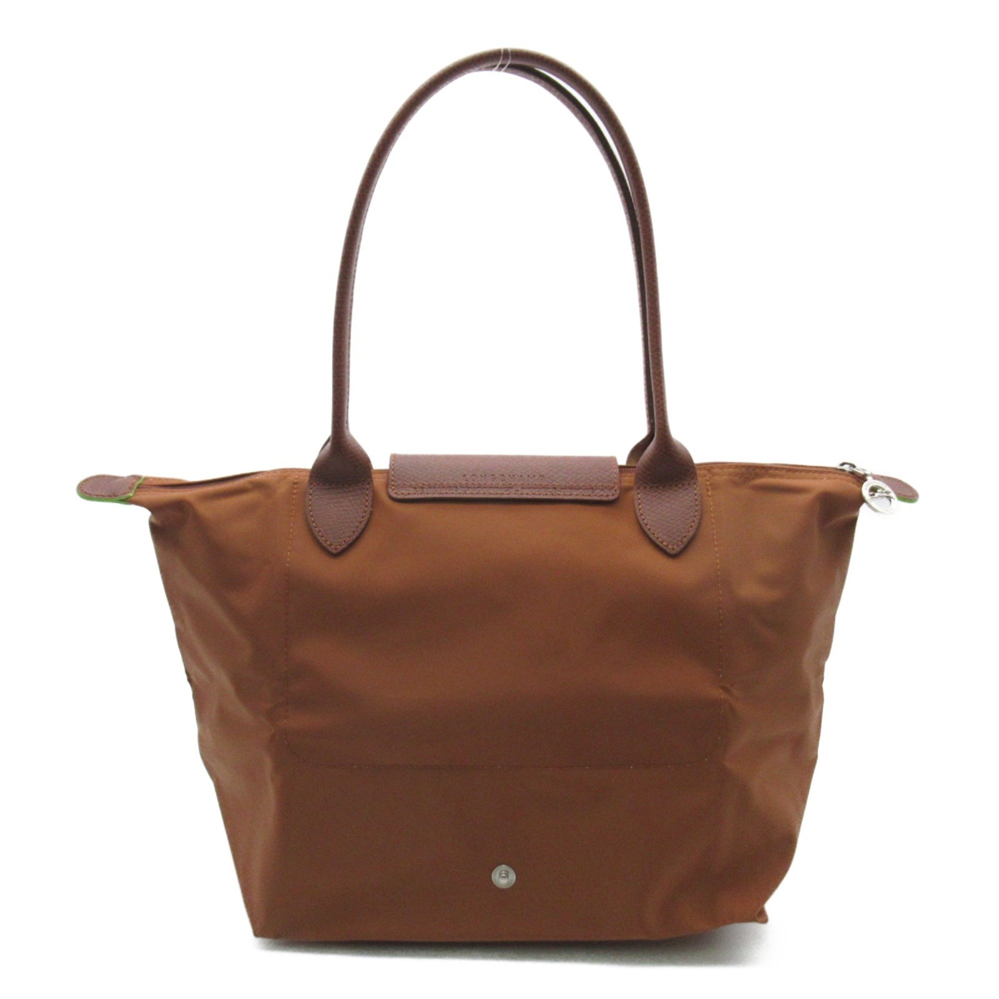 Longchamp Le Pliage Green M Shoulder Bag Brown Cognac recycled polyamide canvas L2605919504